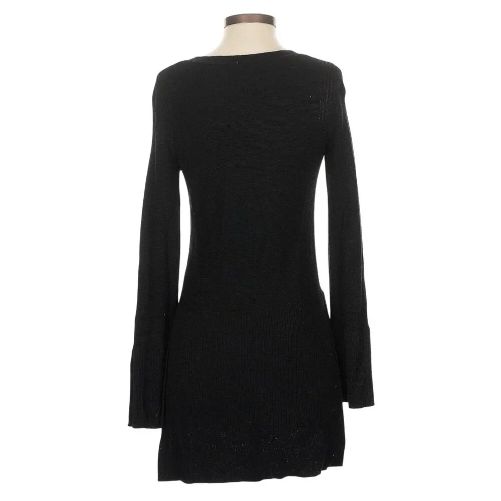 Free People Black Crisscross L/S Sweater Dress Tunic | Boho Twilightcore Casual - Picture 8 of 11
